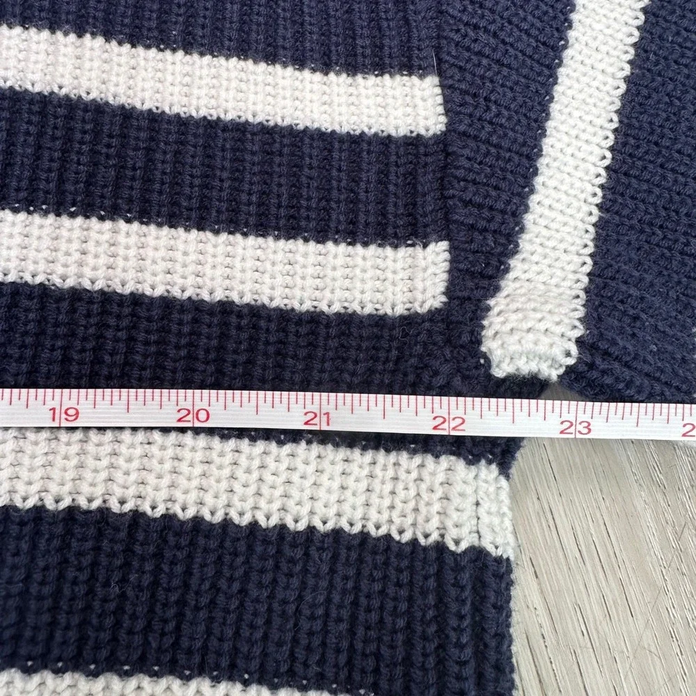 Loft Navy White Striped Mock Neck‎ Sweater Coastal Preppy Nautical Chic medium